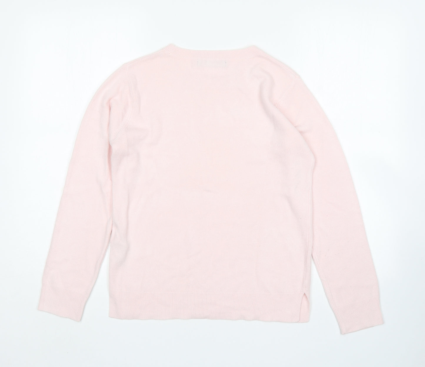 M&S Womens Pink Round Neck  Acrylic Pullover Jumper Size 10