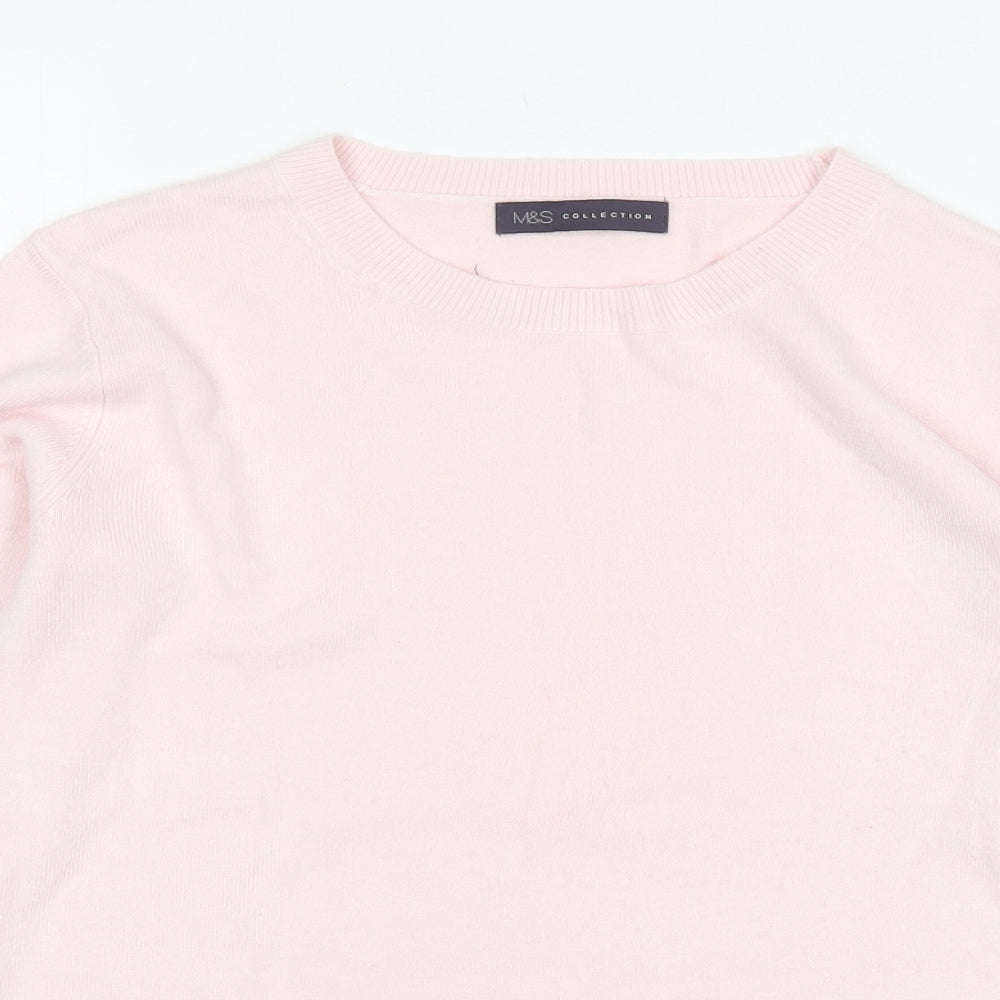 M&S Womens Pink Round Neck  Acrylic Pullover Jumper Size 10