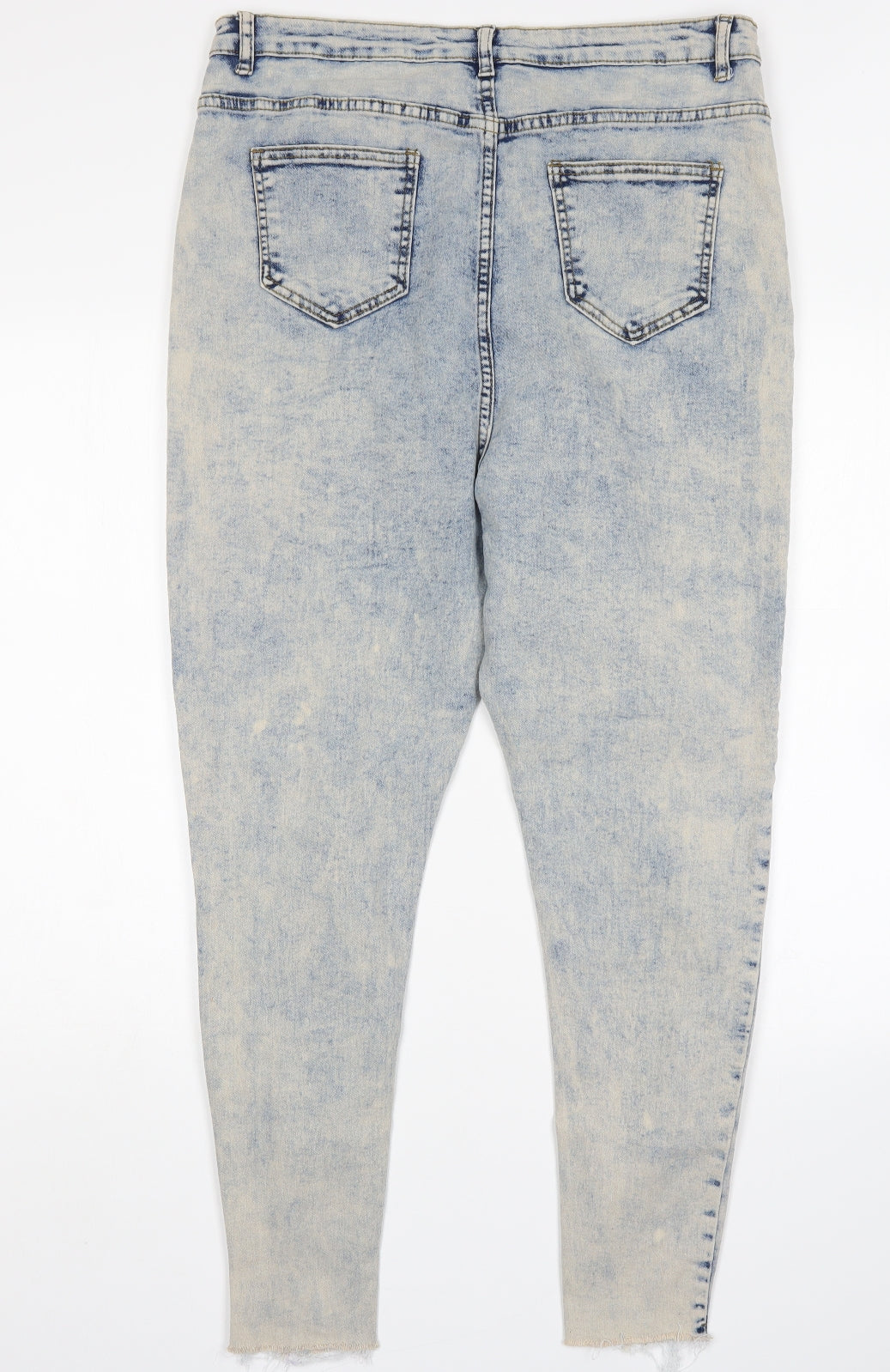 Boohoo Womens Blue  Cotton Skinny Jeans Size 16 L28 in Regular