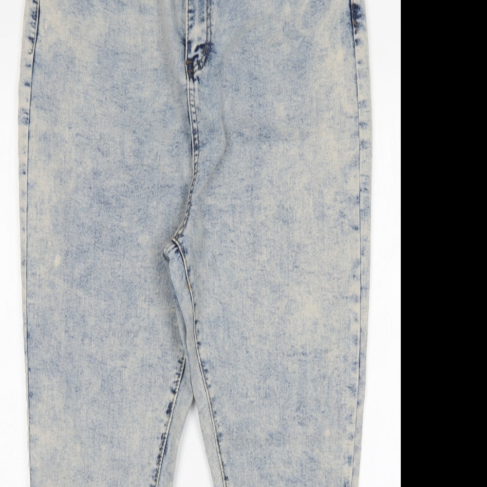 Boohoo Womens Blue  Cotton Skinny Jeans Size 16 L28 in Regular