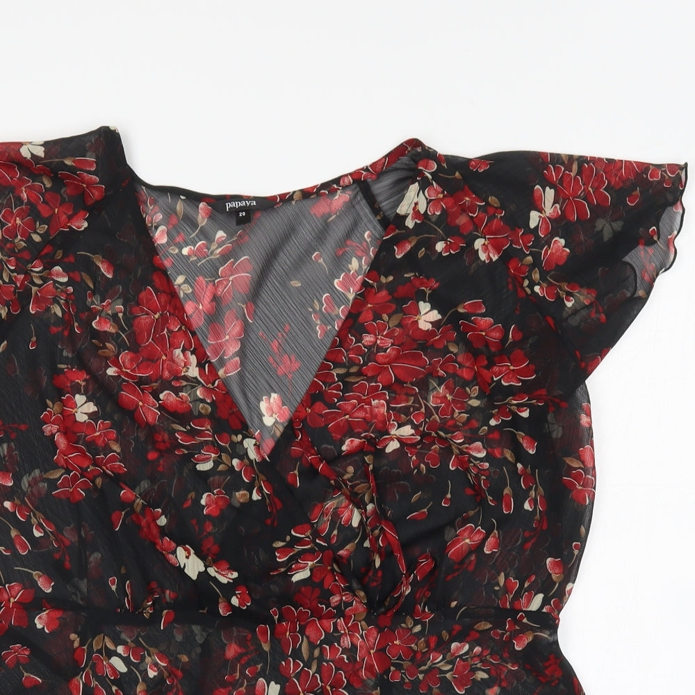 Papaya Womens Multicoloured Floral Polyester Basic Blouse Size 20 V-Neck