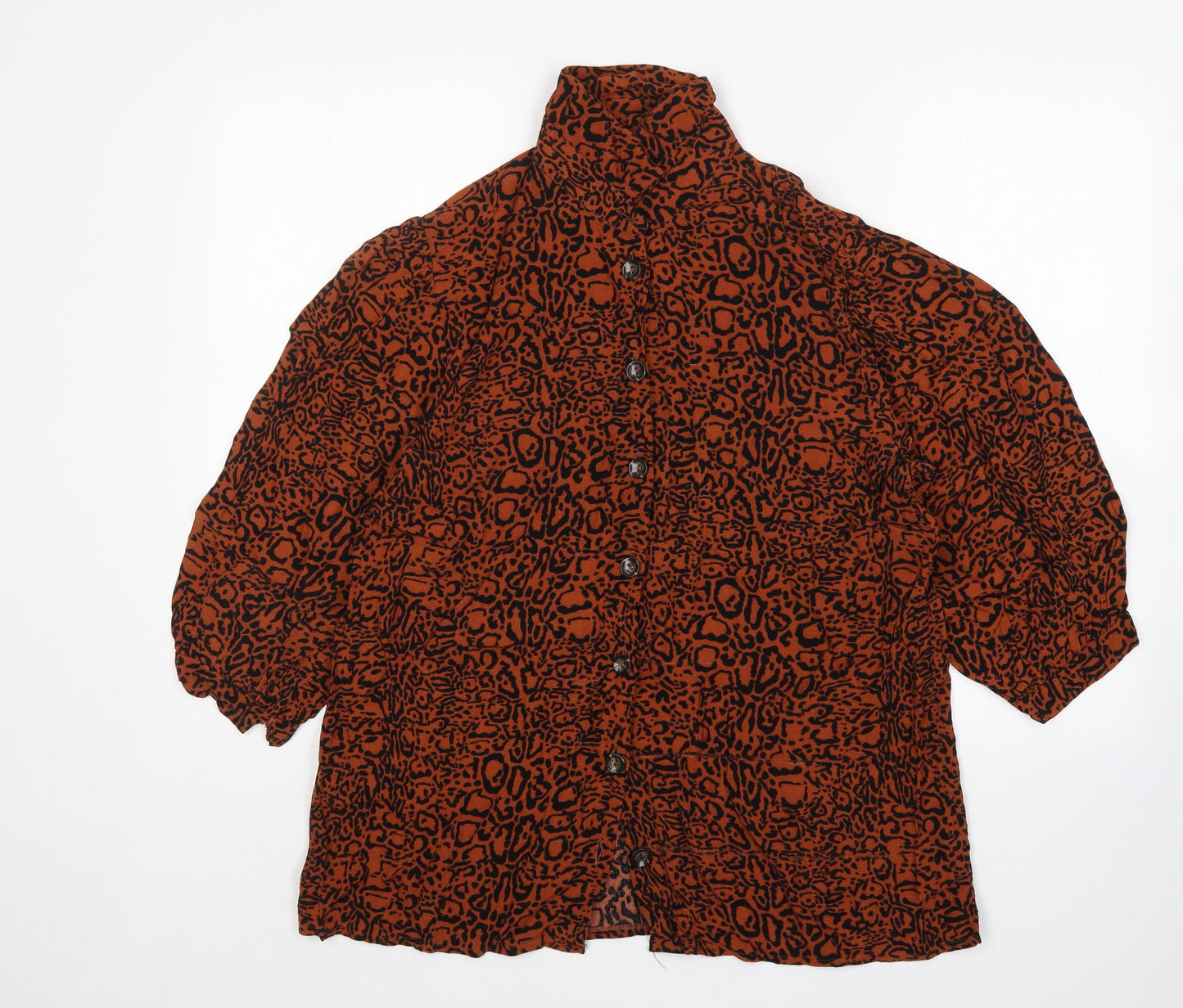 NEXT Womens Multicoloured Animal Print Viscose Basic Button-Up Size 18 Collared