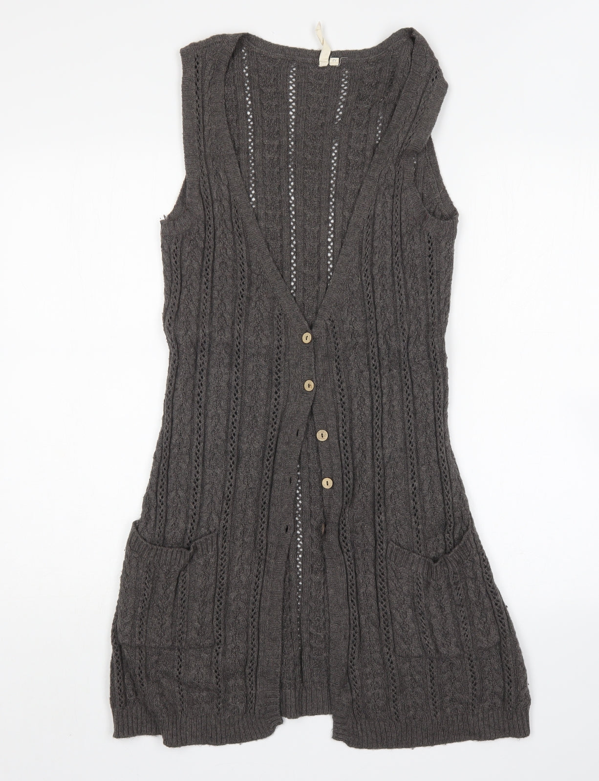 White Stuff Womens Grey V-Neck  Viscose Cardigan Jumper Size 12