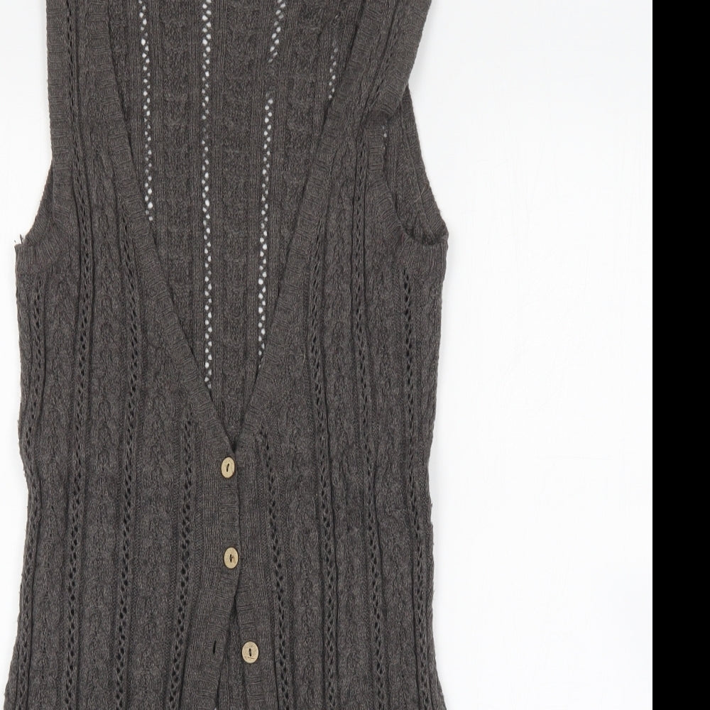 White Stuff Womens Grey V-Neck  Viscose Cardigan Jumper Size 12