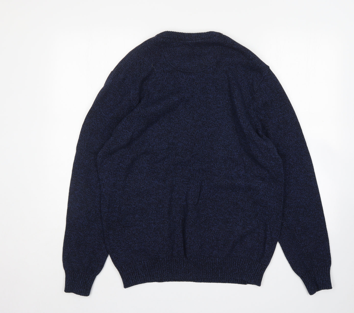 Maine Mens Blue Round Neck  Cotton Pullover Jumper Size M