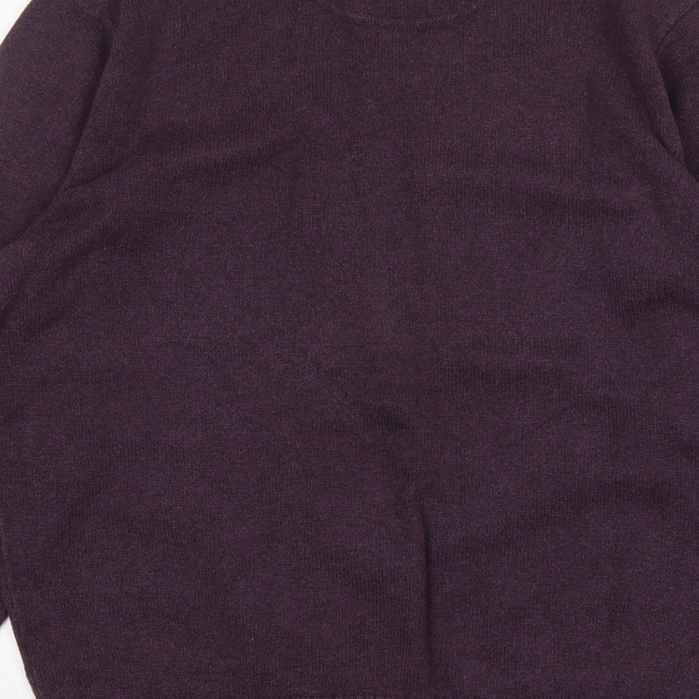 Maine Mens Purple Round Neck  Cotton Pullover Jumper Size M