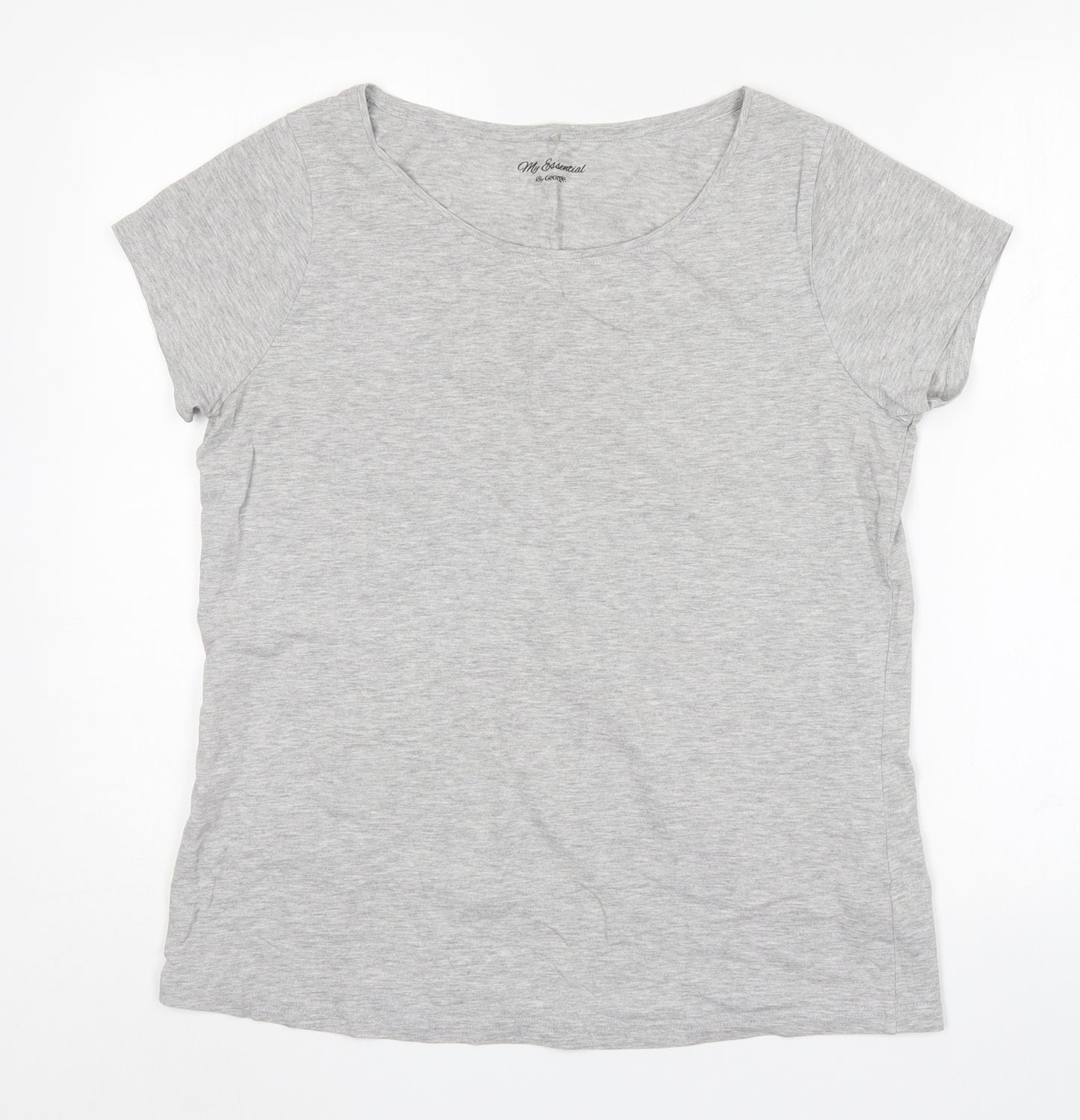 George Womens Grey  Cotton Basic T-Shirt Size 18 Round Neck