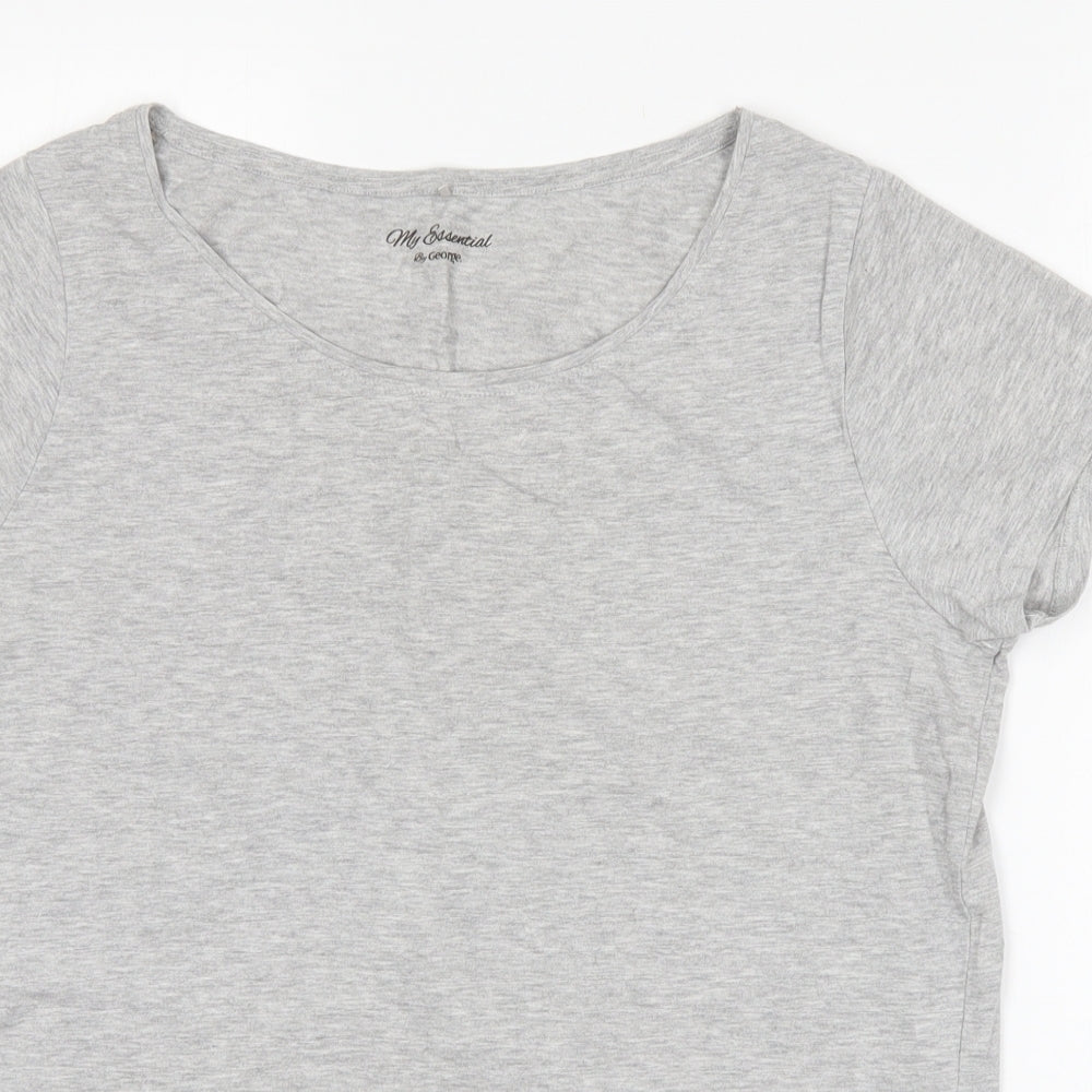 George Womens Grey  Cotton Basic T-Shirt Size 18 Round Neck