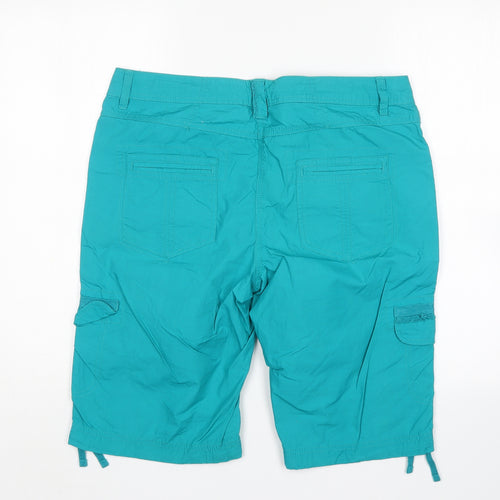 Papaya Womens Green  Cotton Cargo Shorts Size 14 L14 in Regular