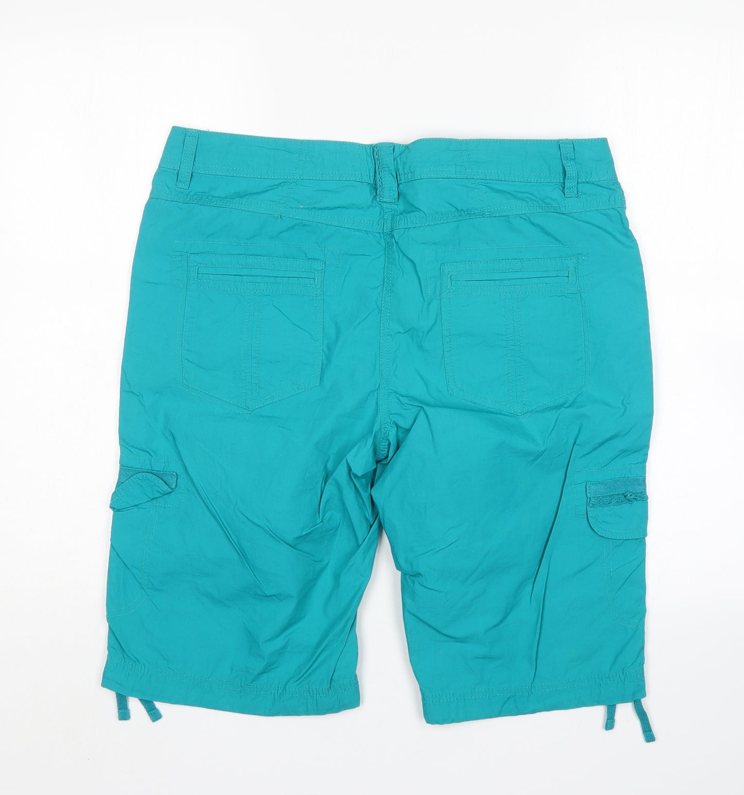 Papaya Womens Green  Cotton Cargo Shorts Size 14 L14 in Regular