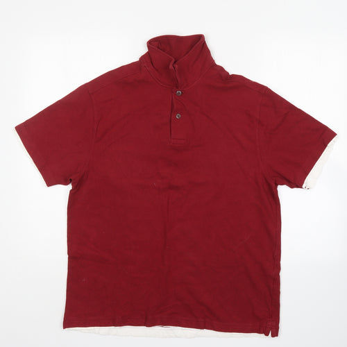 M&S Mens Red  Cotton  Polo Size M Collared