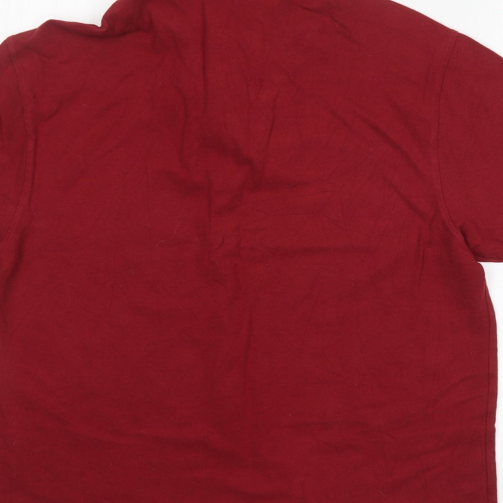 M&S Mens Red  Cotton  Polo Size M Collared