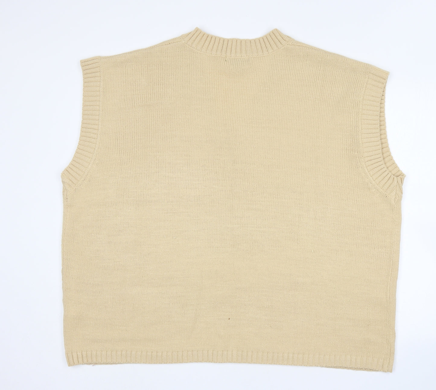 Missguided Womens Beige V-Neck  Acrylic Vest Jumper Size 20