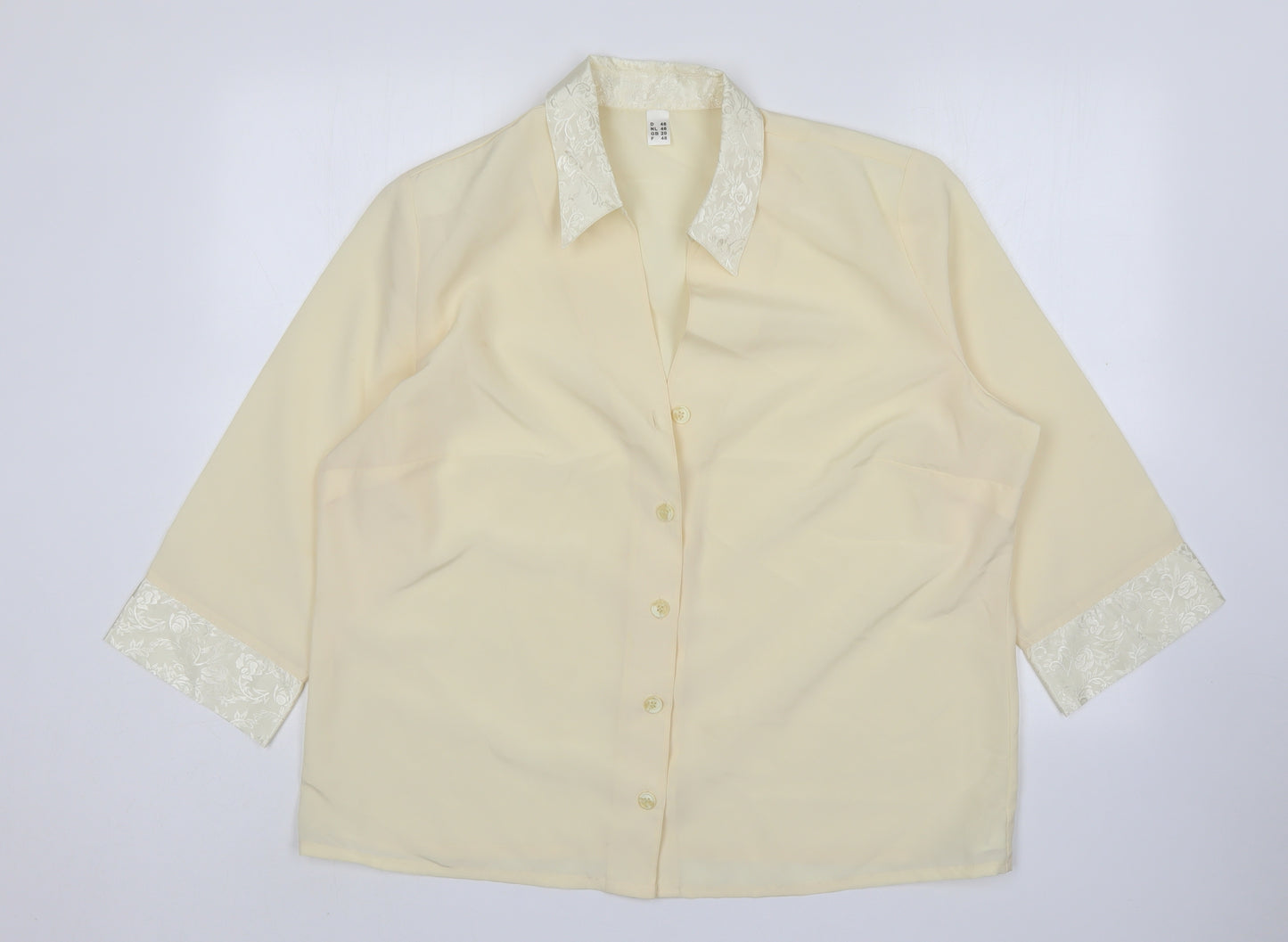 Preworn Womens Ivory  Polyester Basic Button-Up Size 20 Collared
