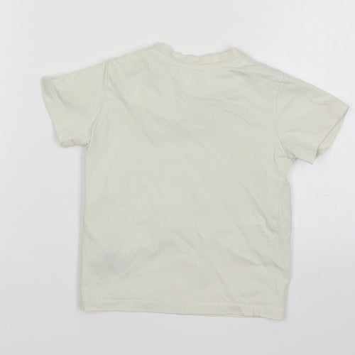 M&S Boys White  Cotton Basic T-Shirt Size 18-24 Months Round Neck