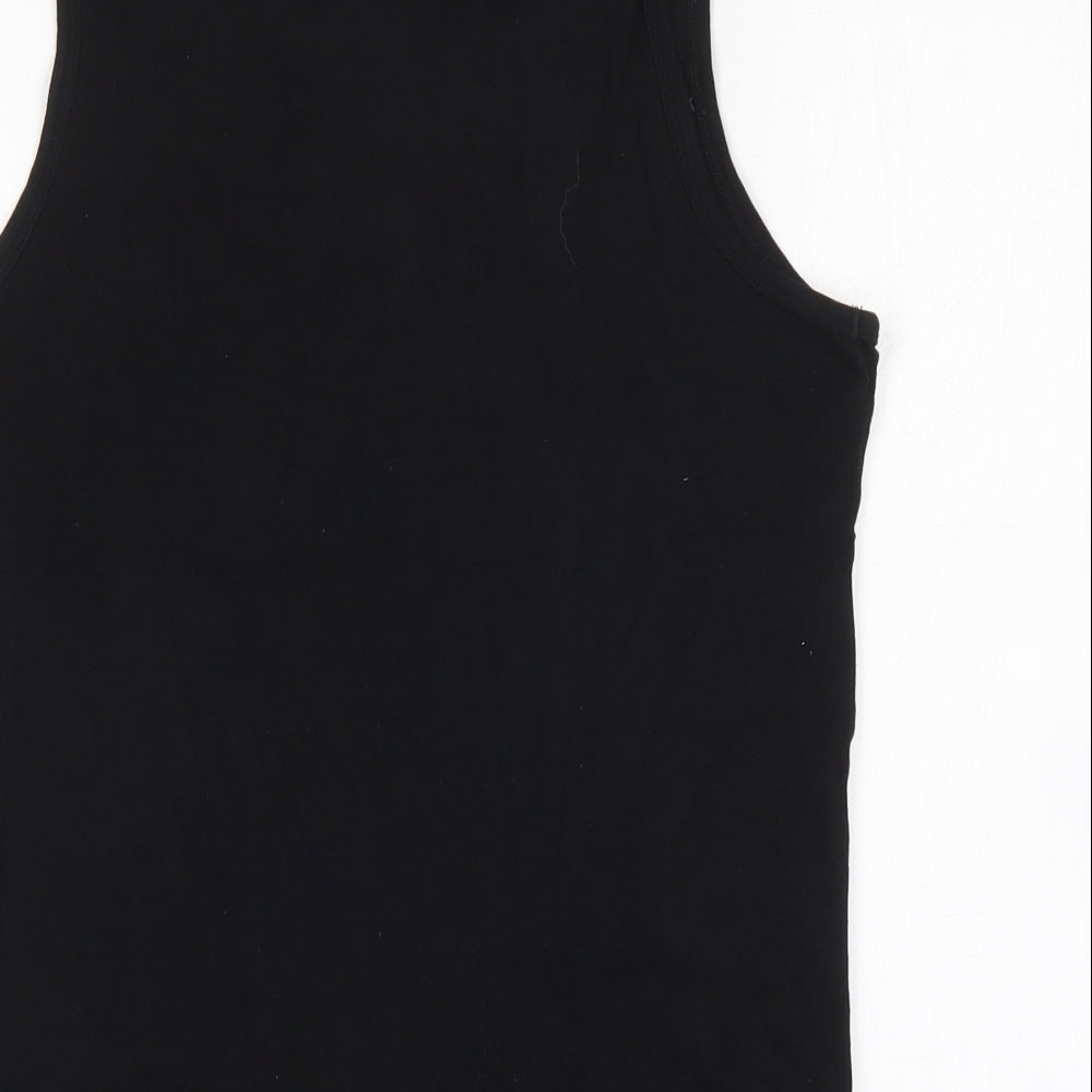 H&M Mens Black  Cotton Basic Tank Size L Round Neck