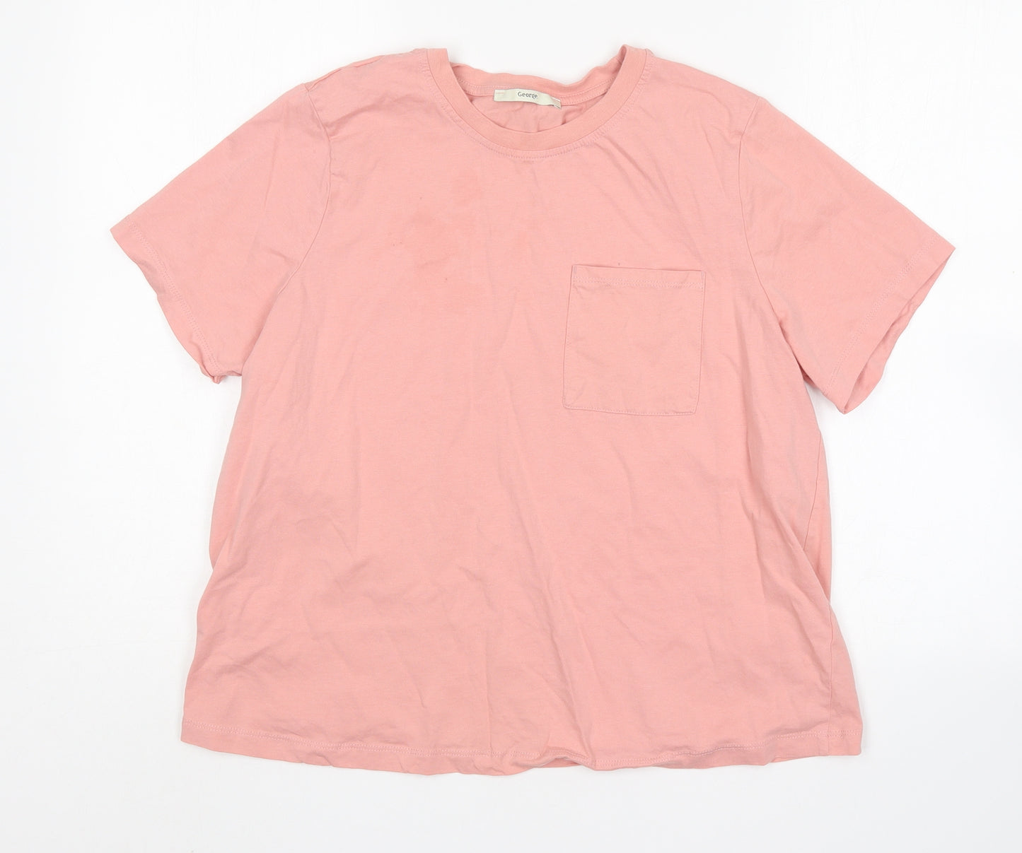 George Womens Pink  Cotton Basic T-Shirt Size 18 Round Neck