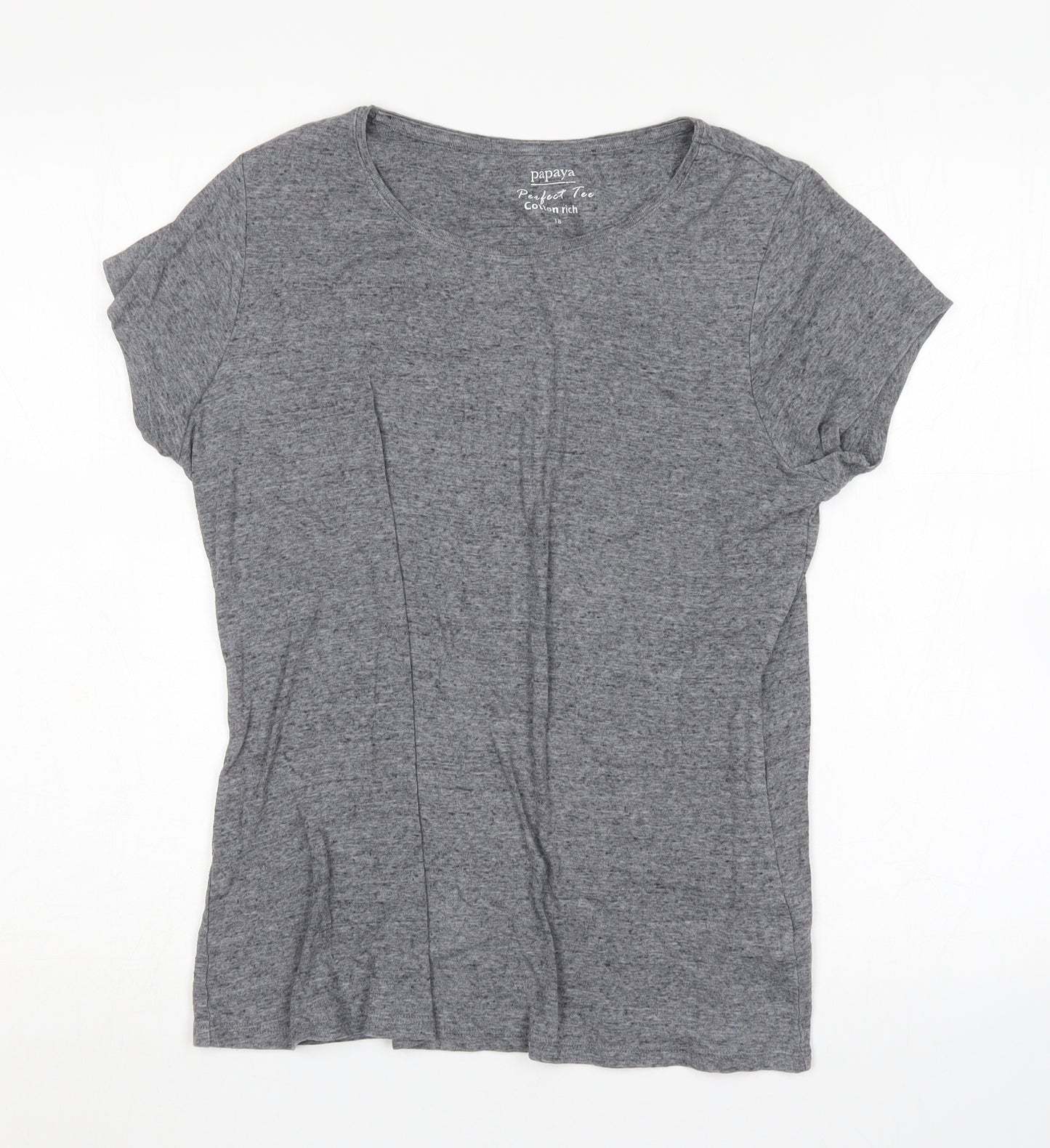 Papaya Womens Grey  Cotton Basic T-Shirt Size 18 Round Neck