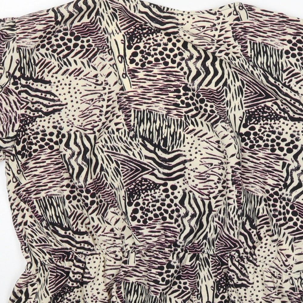 Topshop Womens Multicoloured Animal Print Polyester Basic Blouse Size 12 V-Neck