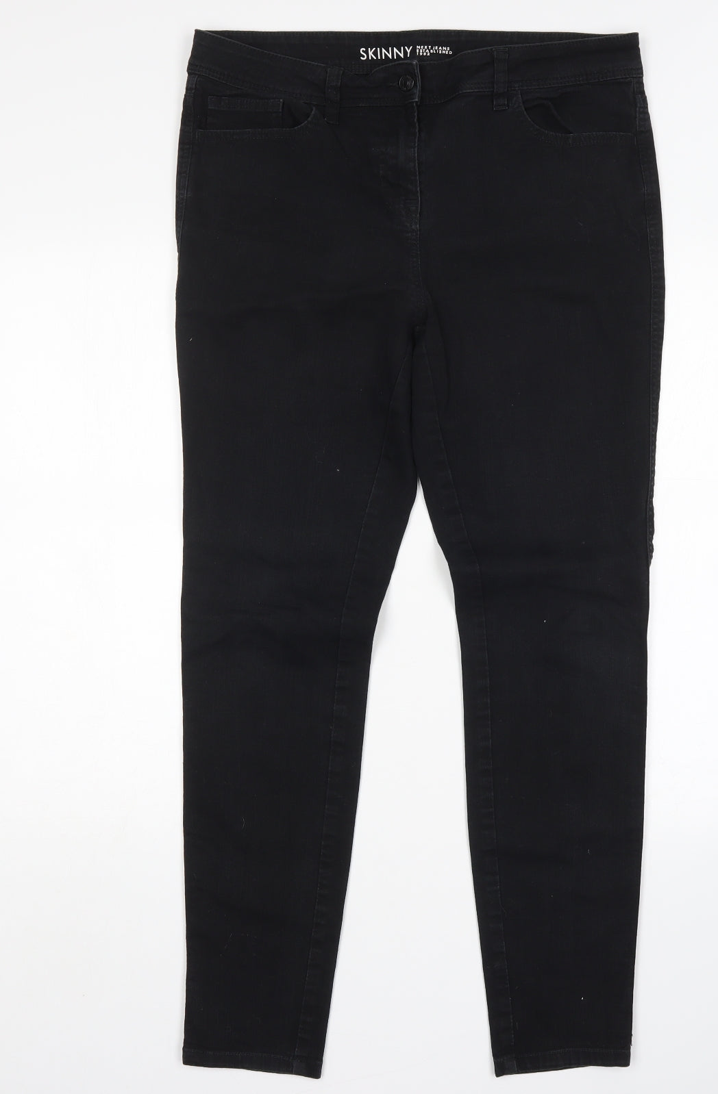 NEXT Womens Black  Cotton Skinny Jeans Size 14 L30 in Regular