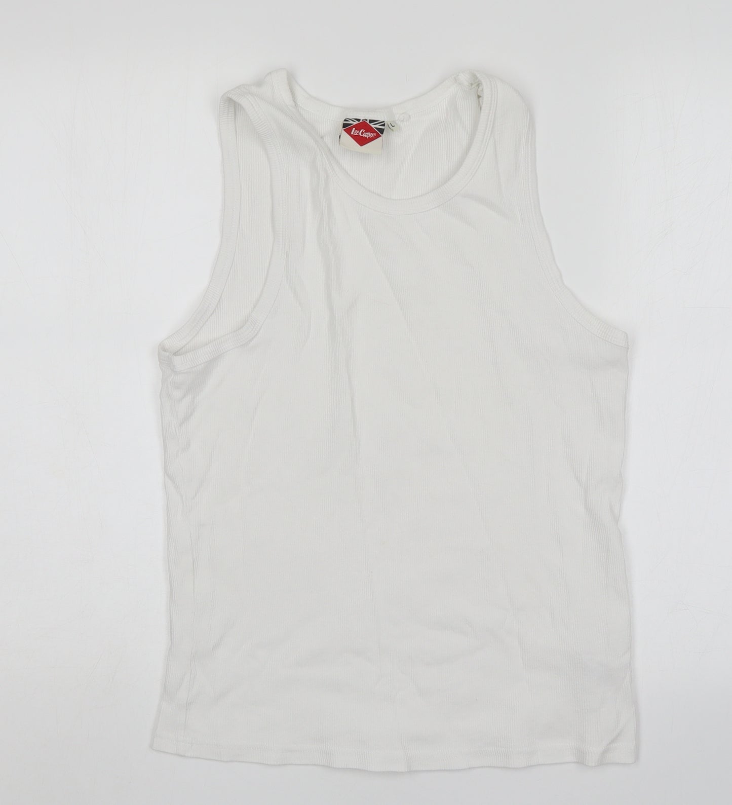 Lee Cooper  Mens White  Cotton Basic Tank Size L Round Neck