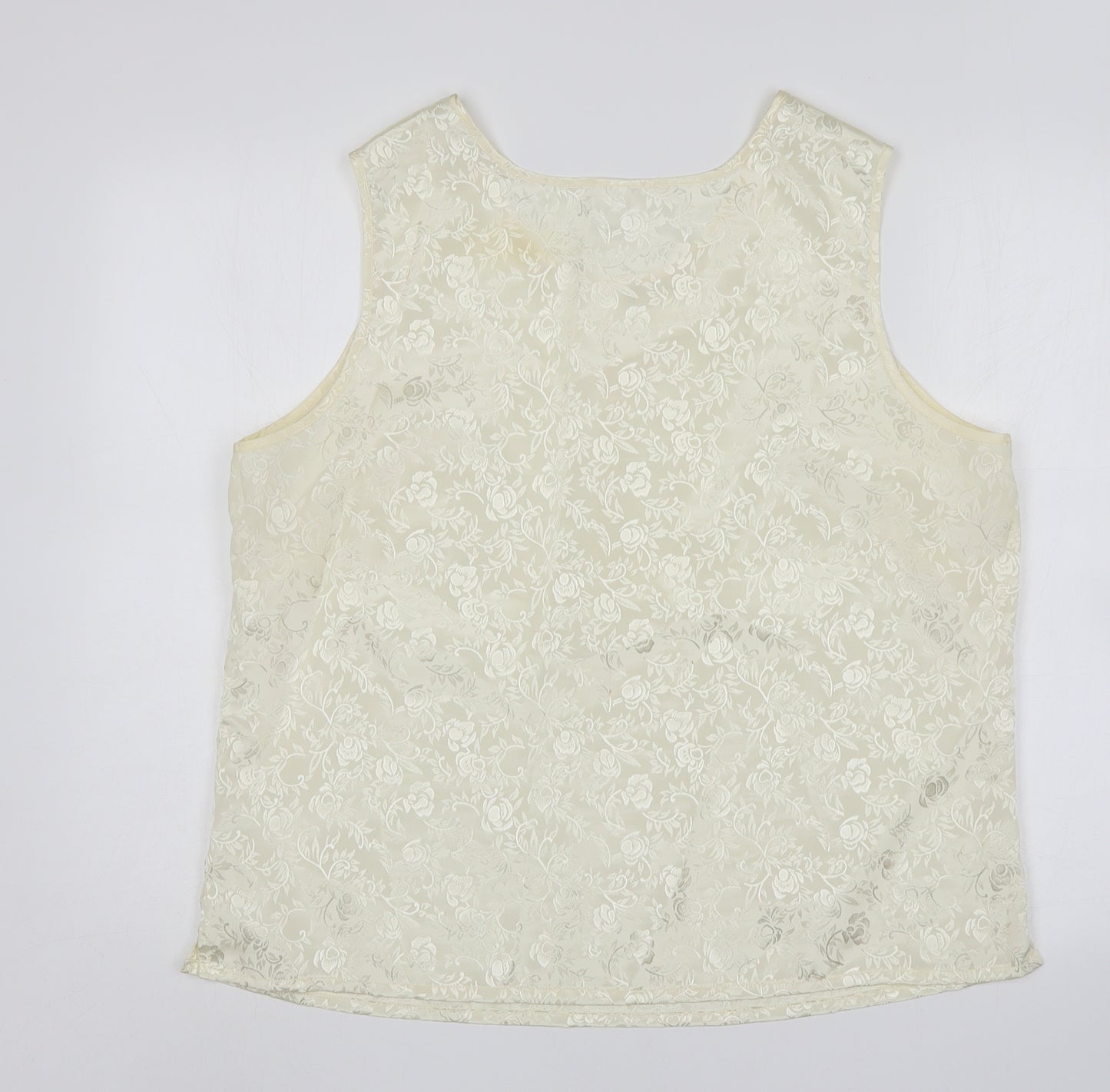 Preworn Womens Ivory Floral Polyester Basic Tank Size 20 Round Neck