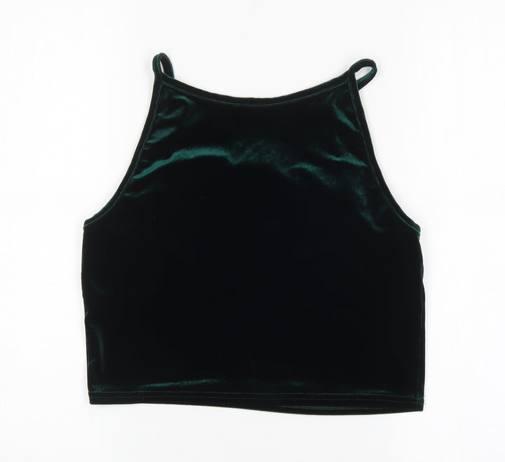 Pins & Needles Womens Green Polyester Cropped Tank Size L Round Neck