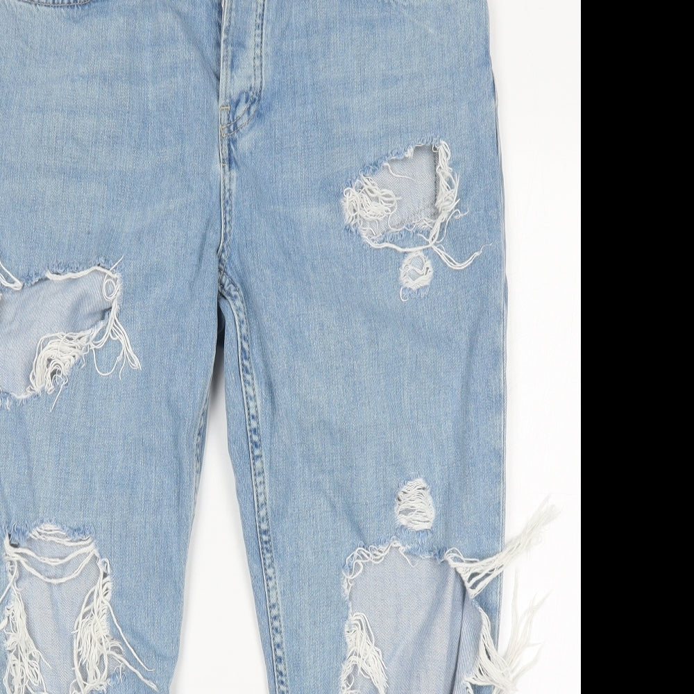 Topshop Womens Blue  Cotton Mom Jeans Size 32 in L27 in Regular