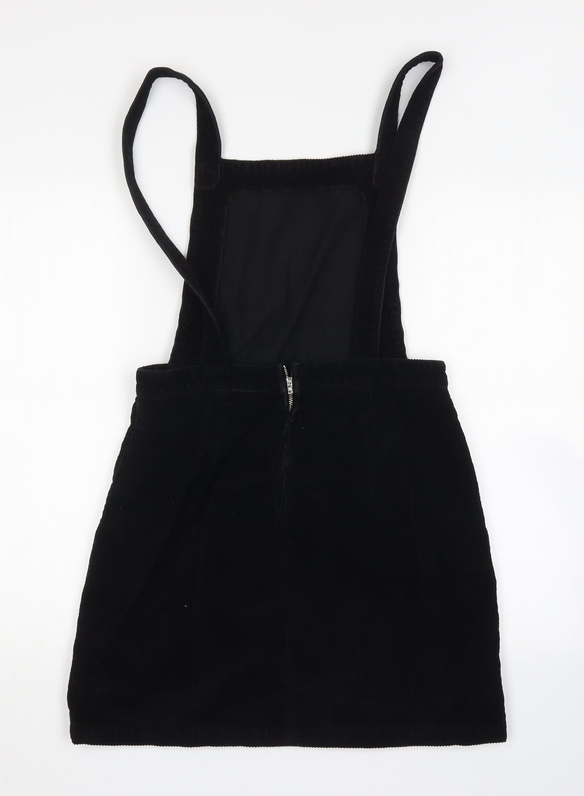 Topshop Womens Black  Cotton Pinafore/Dungaree Dress  Size 12  Square Neck