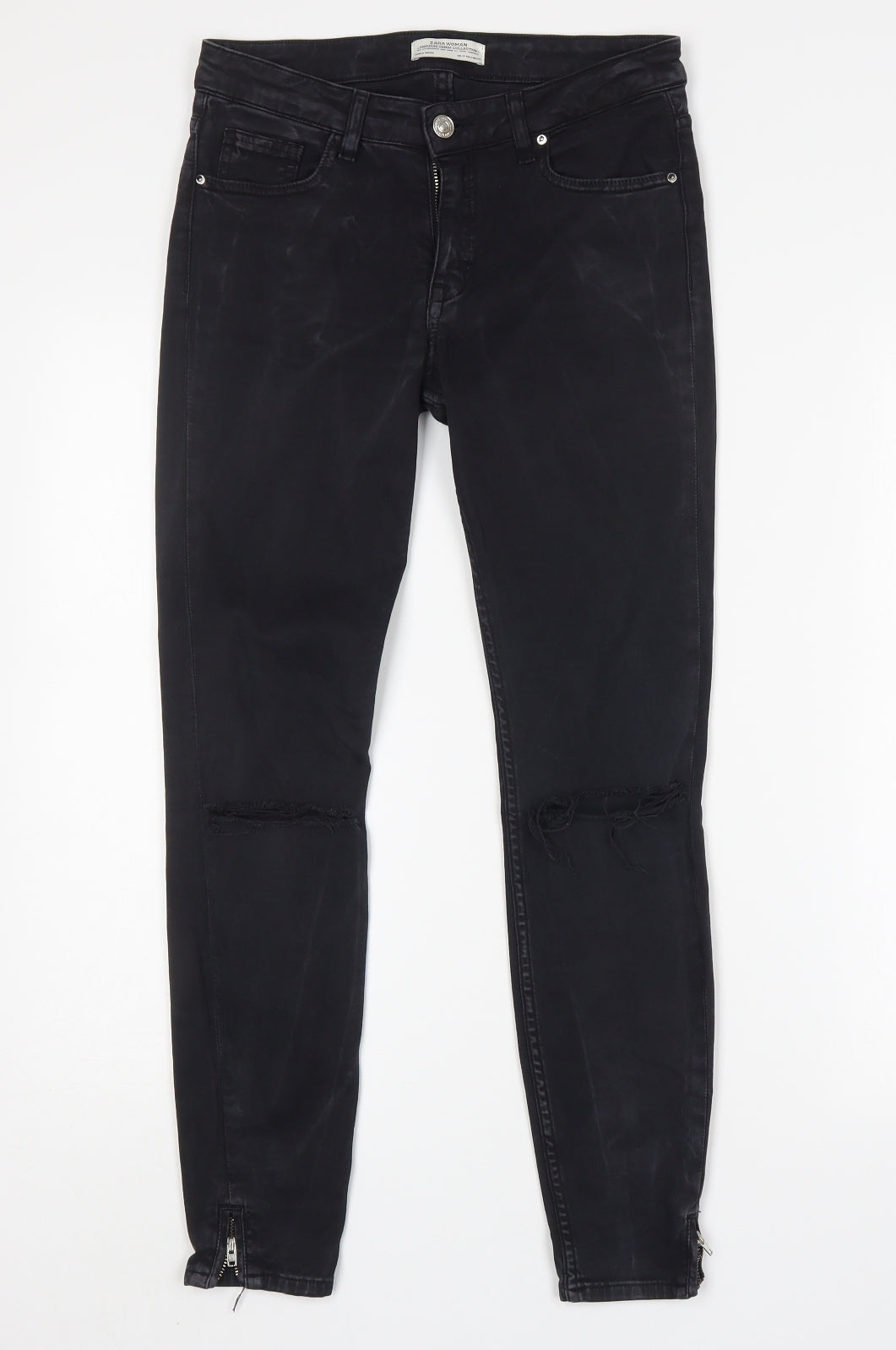 Zara Womens Black  Cotton Skinny Jeans Size 6 L27 in Regular