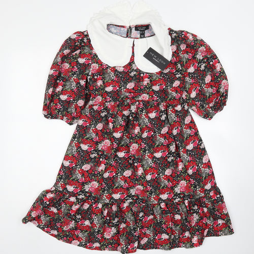 New Look Womens Multicoloured Floral Polyester A-Line  Size 8  Collared