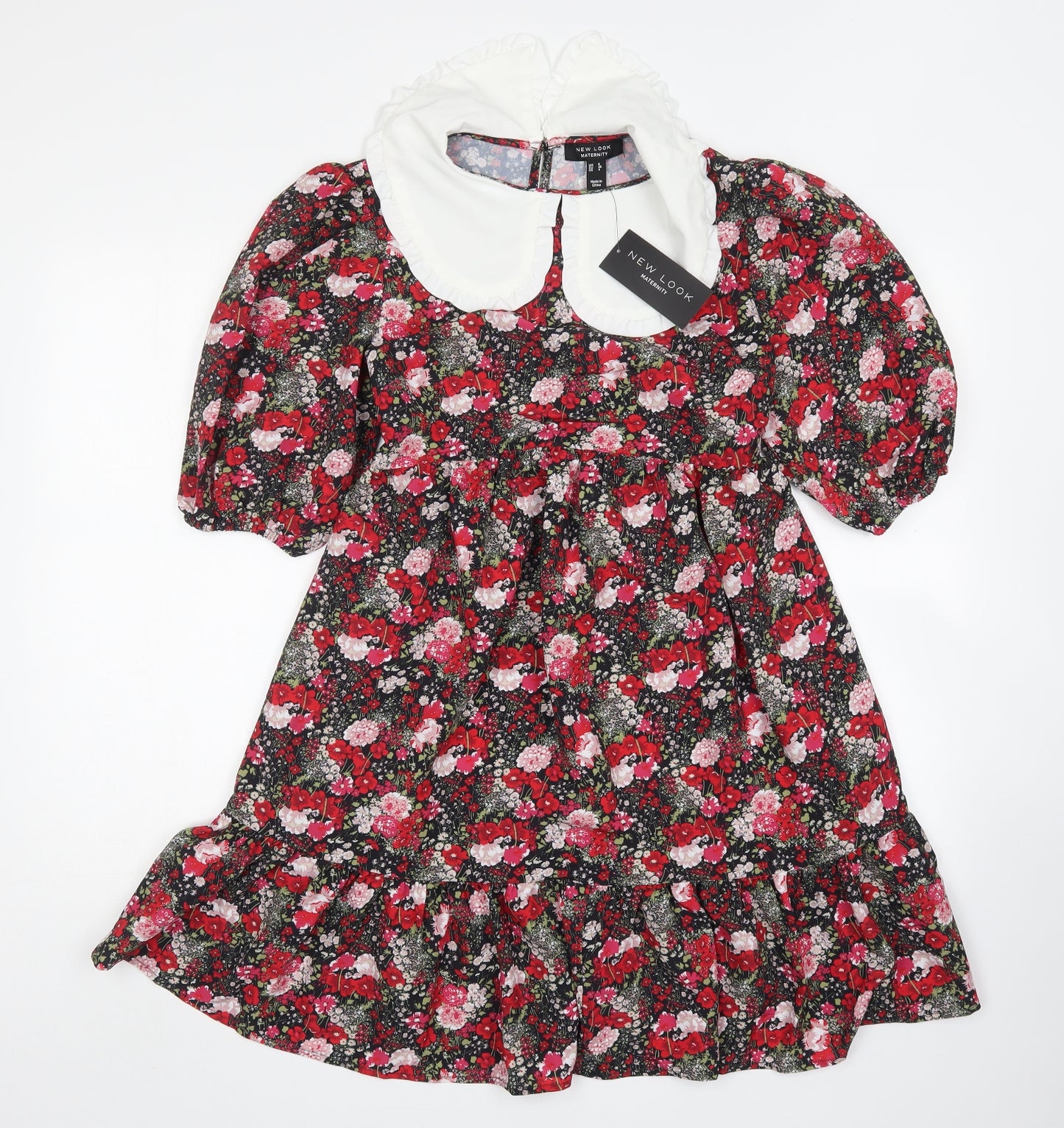 New Look Womens Multicoloured Floral Polyester A-Line  Size 8  Collared