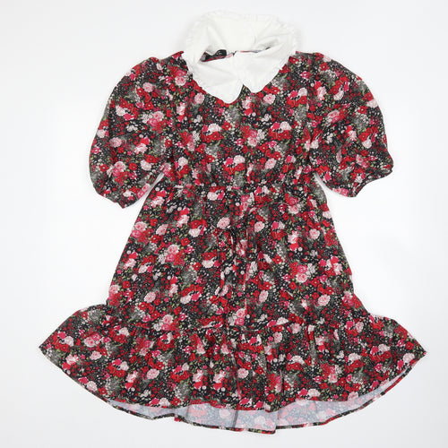 New Look Womens Multicoloured Floral Polyester A-Line  Size 8  Collared
