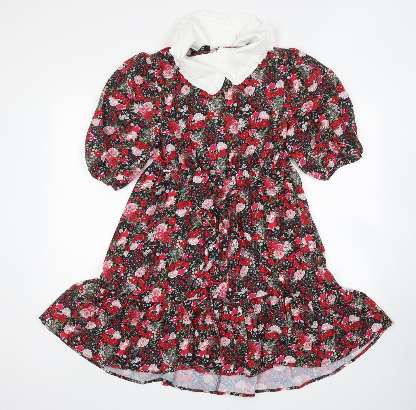 New Look Womens Multicoloured Floral Polyester A-Line  Size 8  Collared