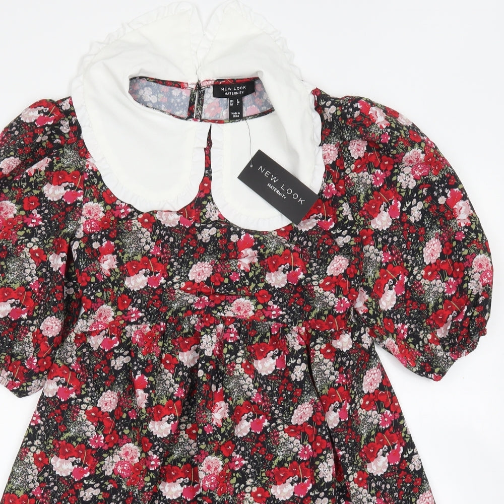 New Look Womens Multicoloured Floral Polyester A-Line  Size 8  Collared