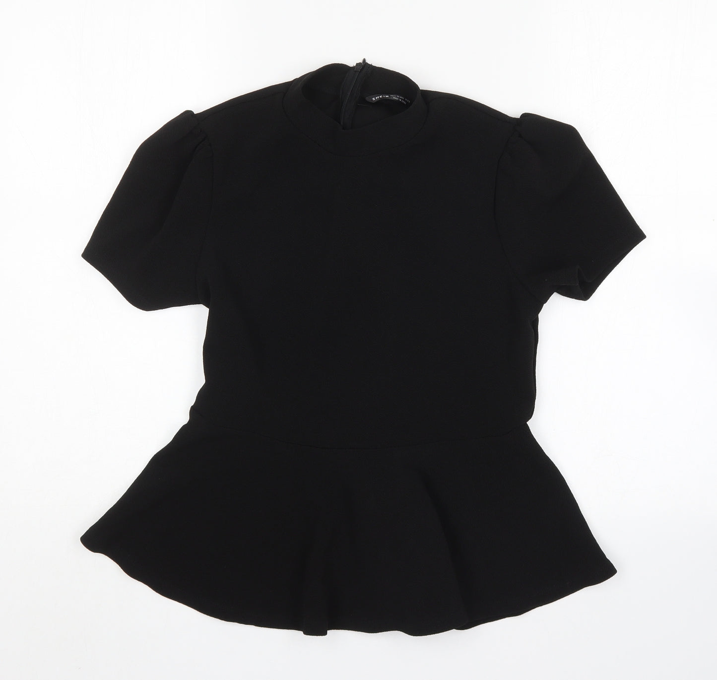 SheIn Womens Black  Polyester Basic Blouse Size L Round Neck