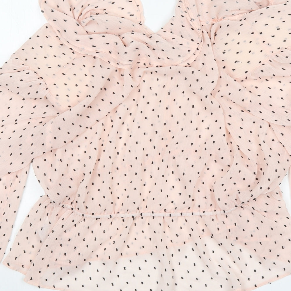 ASOS Womens Multicoloured Polka Dot Polyester Basic Blouse Size 16 V-Neck