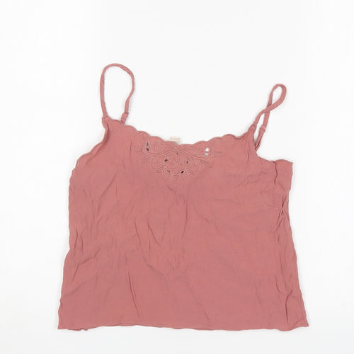 H&M Womens Pink  Viscose Cropped Tank Size 6 V-Neck
