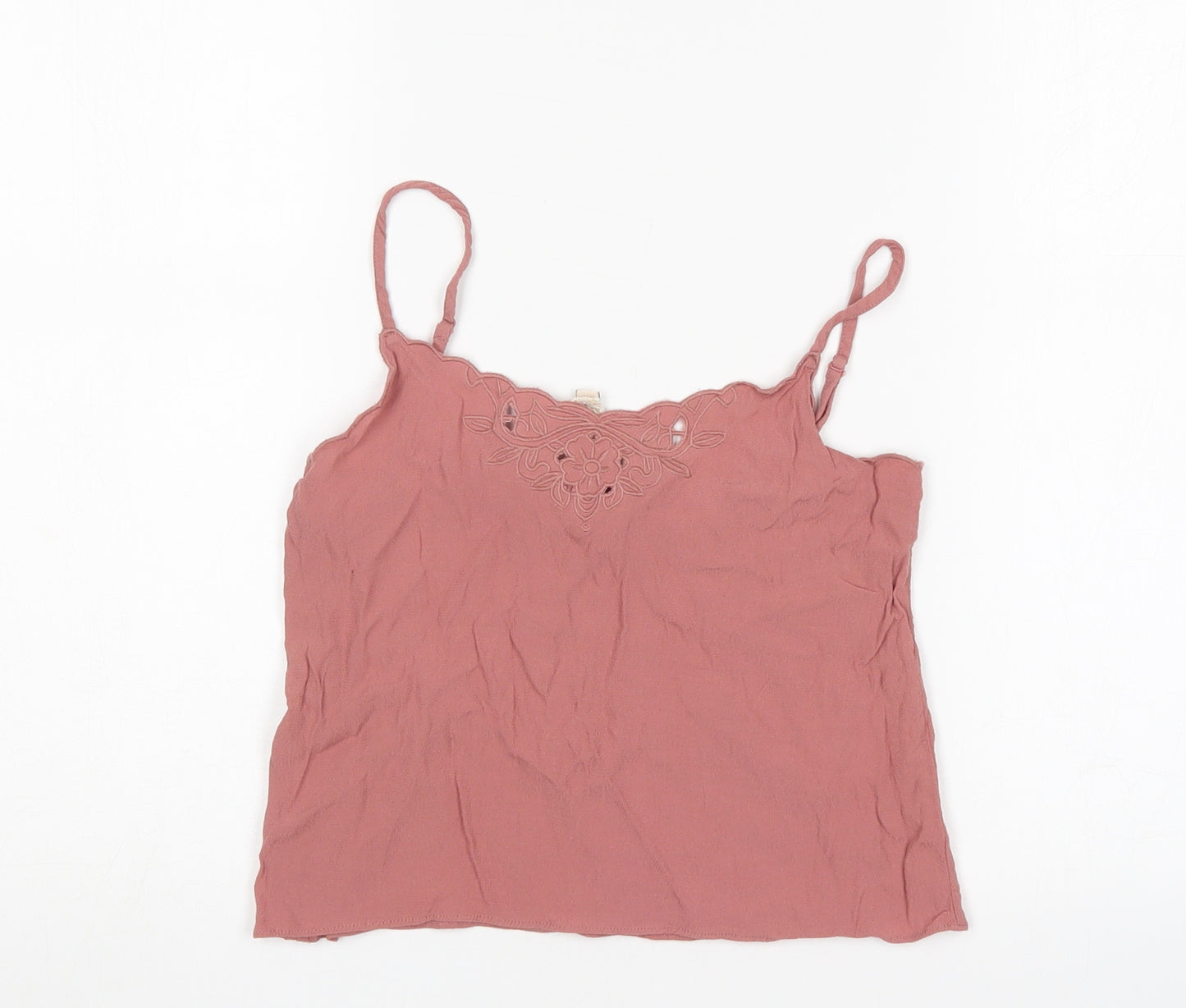 H&M Womens Pink  Viscose Cropped Tank Size 6 V-Neck