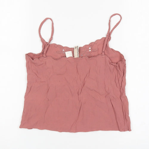 H&M Womens Pink  Viscose Cropped Tank Size 6 V-Neck