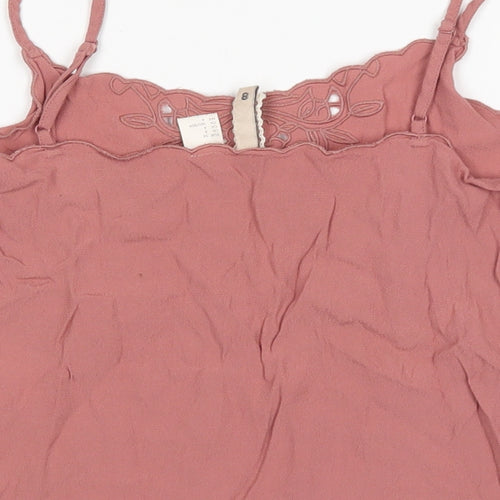 H&M Womens Pink  Viscose Cropped Tank Size 6 V-Neck