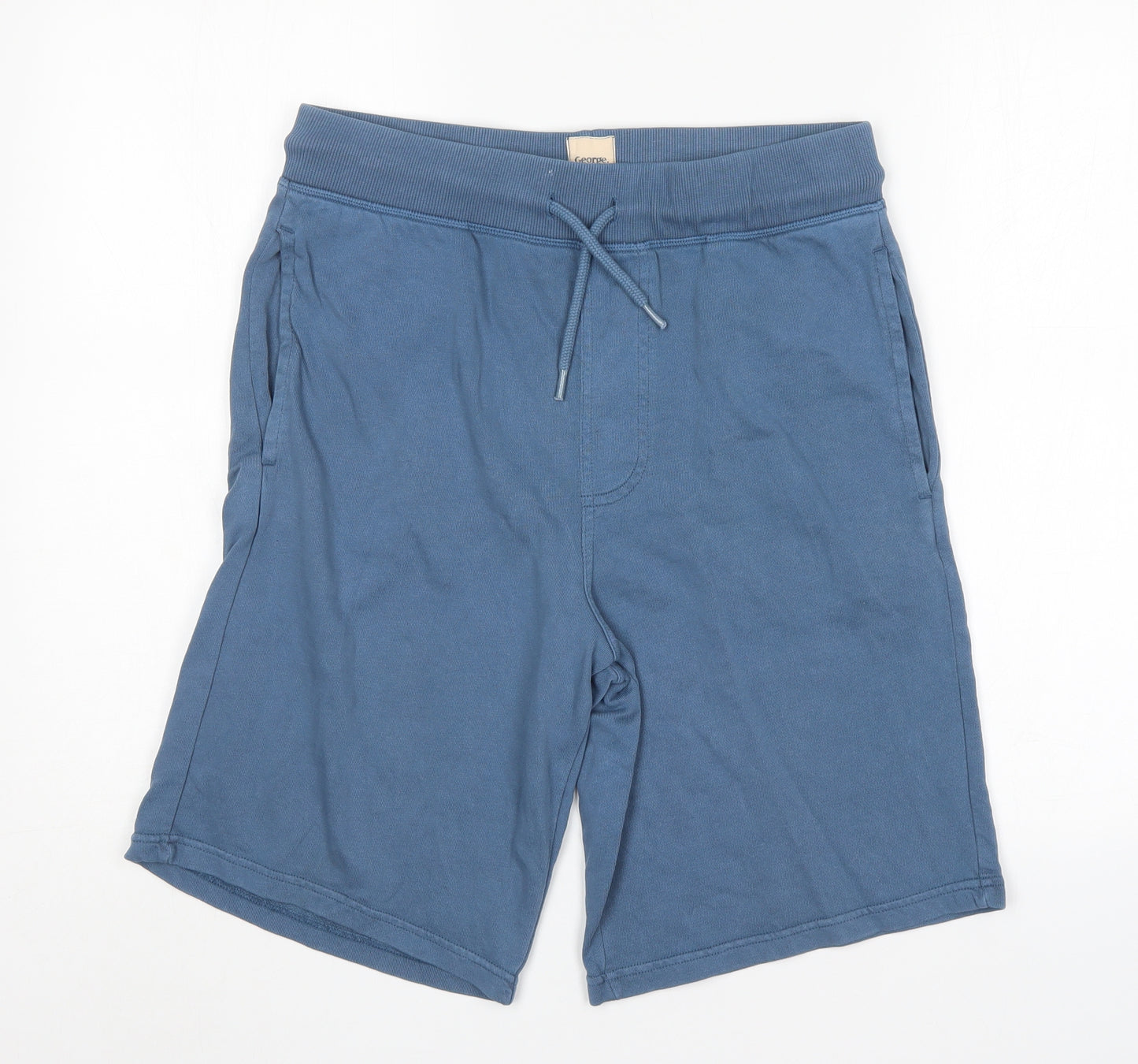George Mens Blue  Cotton Sweat Shorts Size S L9 in Regular