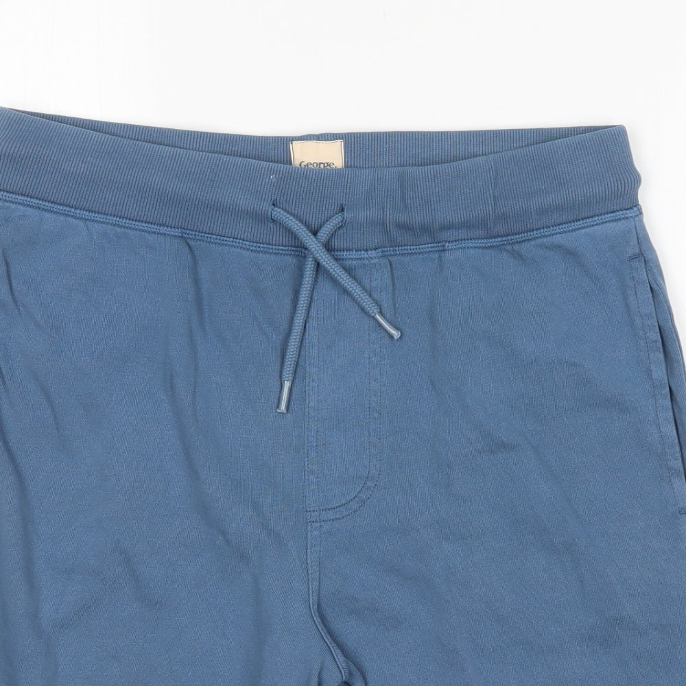 George Mens Blue  Cotton Sweat Shorts Size S L9 in Regular