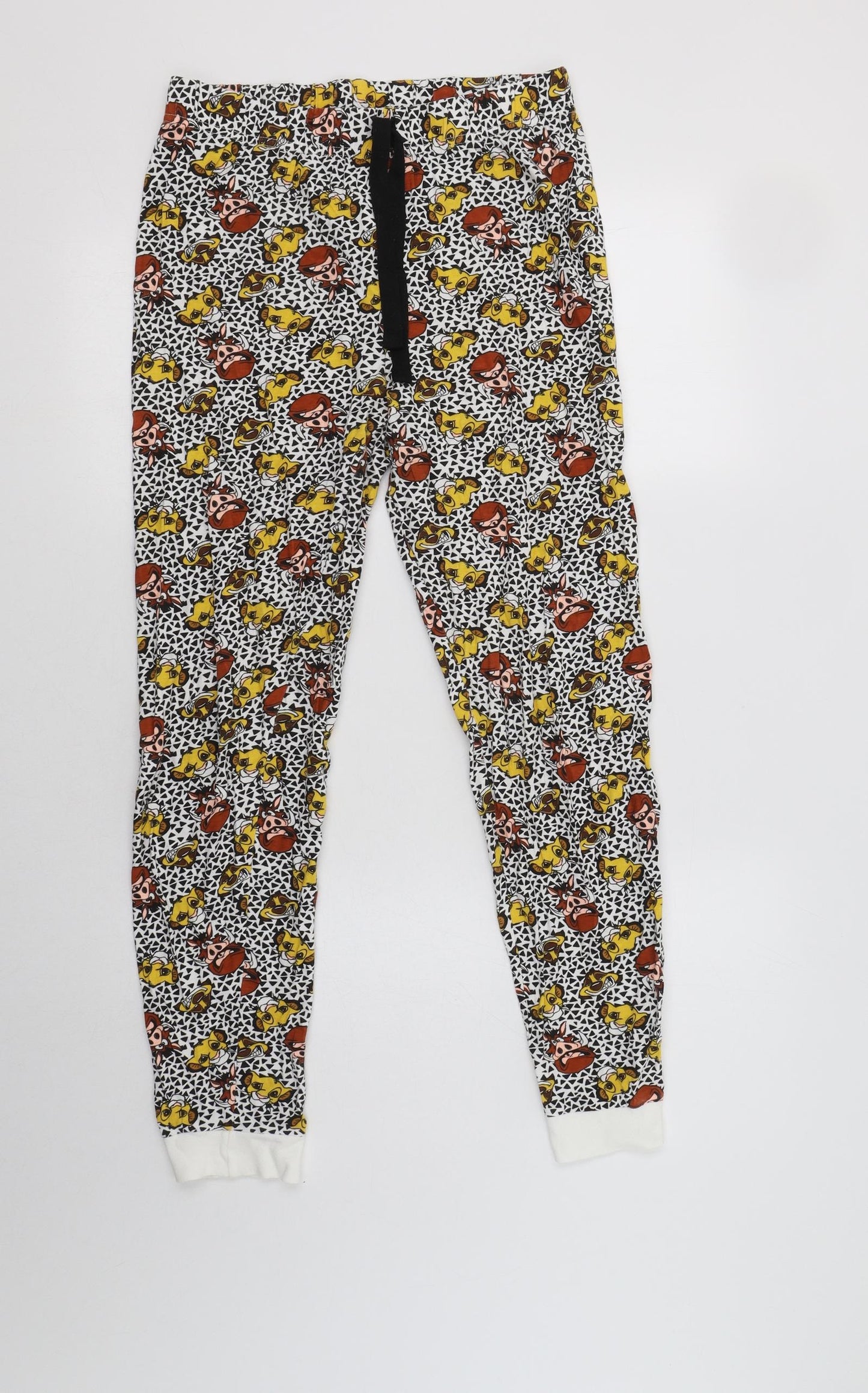 Primark Womens Multicoloured Geometric Cotton  Pyjama Pants Size XS  Drawstring - Lion King