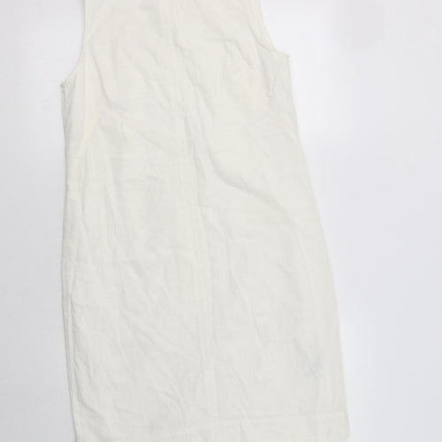 M&S Womens Ivory  Linen A-Line  Size 8  V-Neck