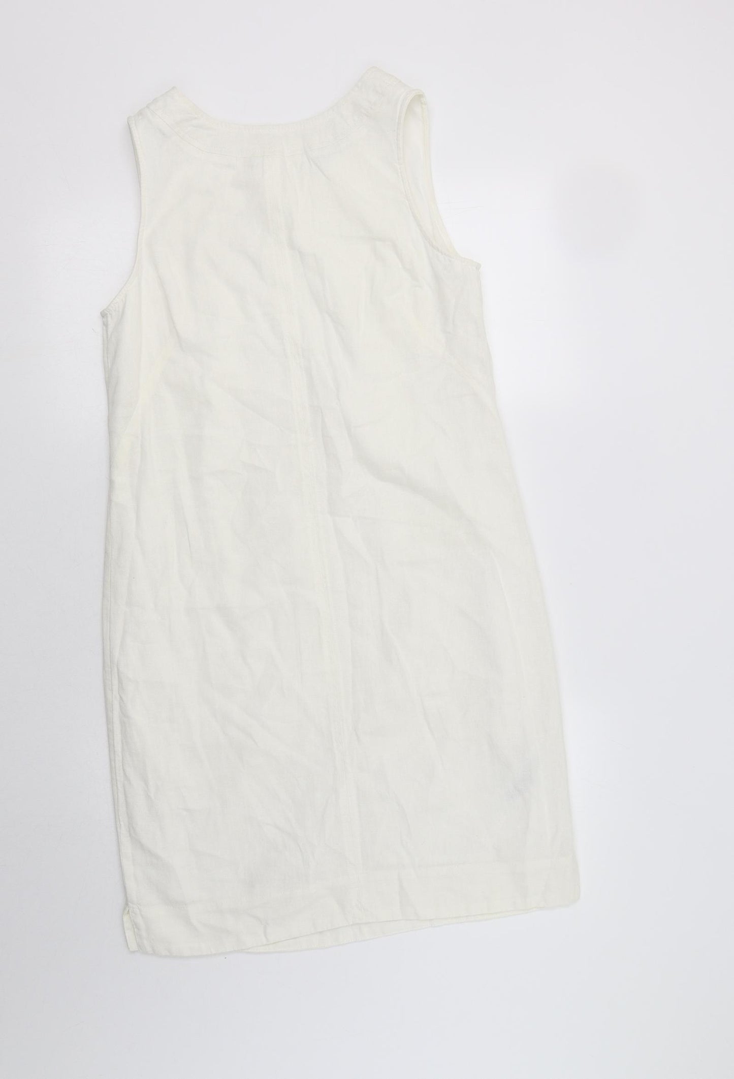 M&S Womens Ivory  Linen A-Line  Size 8  V-Neck