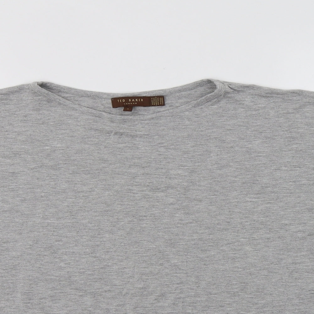 Ted Baker Womens Grey  Modal Basic Blouse Size 10 Crew Neck