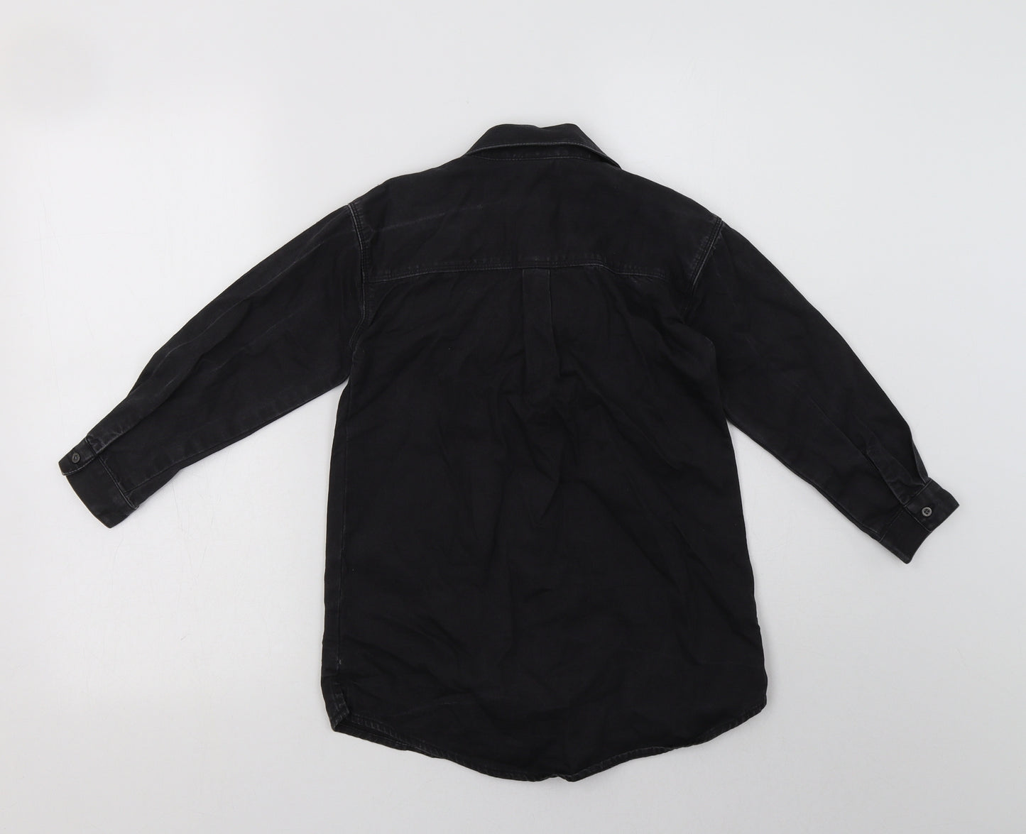 NEXT Girls Black  Cotton Basic Button-Up Size 7 Years Collared Button