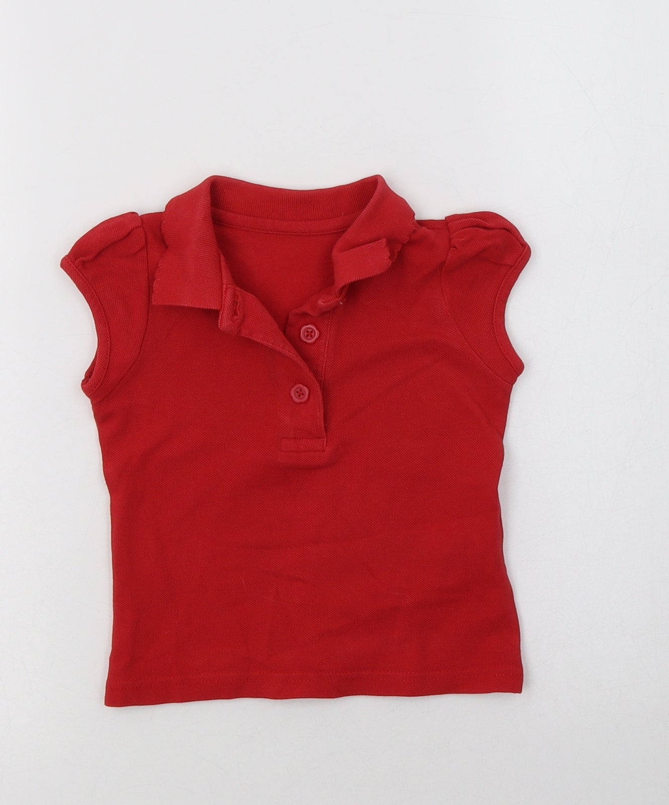 Matalan Girls Red  Cotton Basic Polo Size 3 Years Collared Button - School Wear