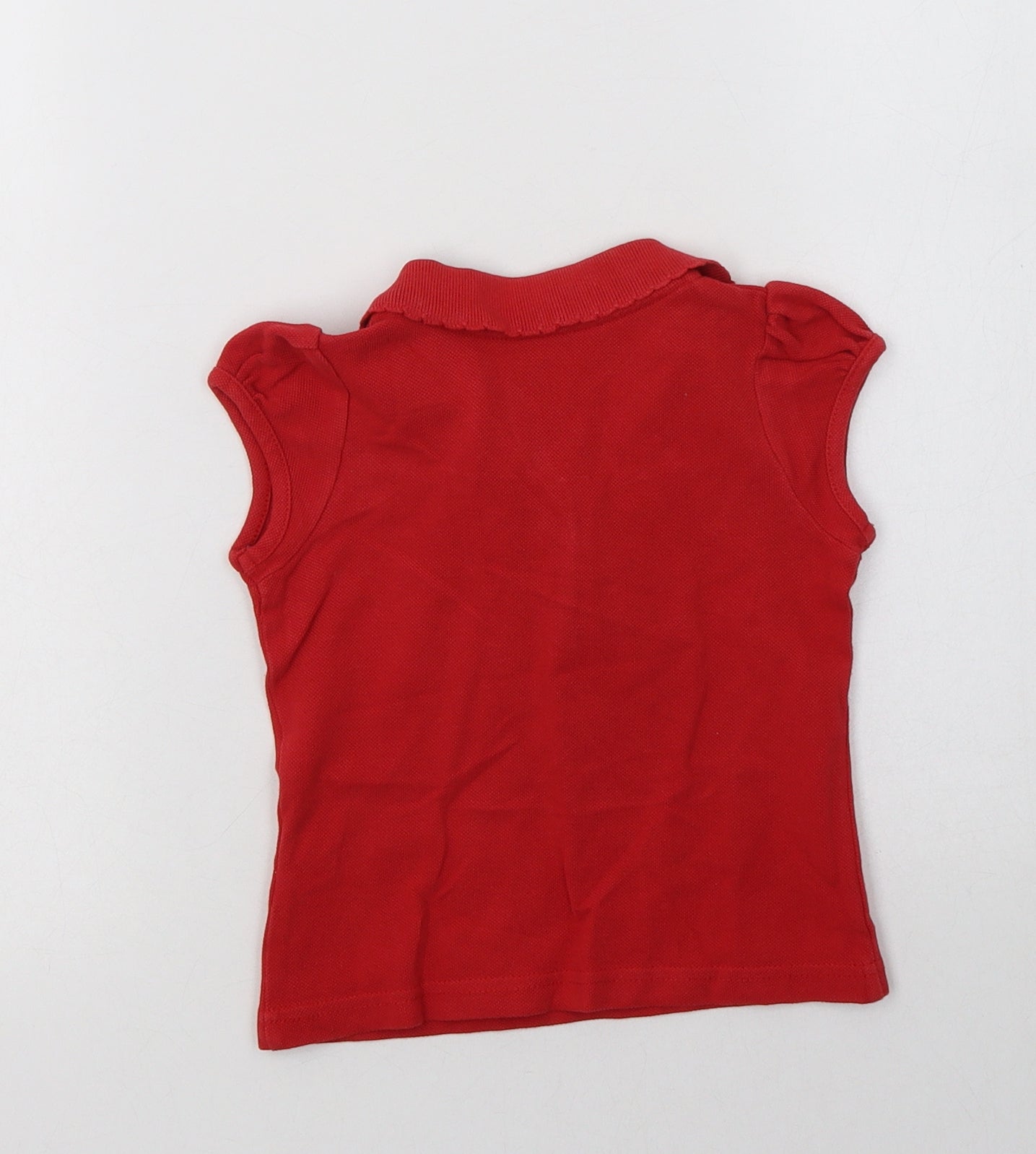 Matalan Girls Red  Cotton Basic Polo Size 3 Years Collared Button - School Wear